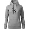 Husľový kľúč srdce - Mikina dámská Cape s kapucí - XL ( Tmavosivý melír )