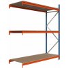 Majster Regál Kovový regál LONGSPAN 200x240x60-3-DTD, Modrá/Oranžová