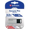 Verbatim USB flash disk, USB 3.0, 32GB, Secure Pro, Store N Go, strieborný, 98665, USB A, AES 256-bit šifrovanie, DOPREDAJ