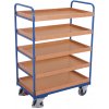 Variofit Vysoký policový vozík do 250 kg, 5 políc s ohranením, Variofit, ložná plocha 81 x 45 cm, do 250 kg, modrá/antracit Farba: modrá RAL5010