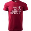 Stolný tenis - eat sleep - Klasické pánske tričko vyššej gramáže - 2XL ( Marlboro červená )