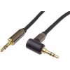 PremiumCord HQ stíněný kabel stereo Jack 3.5mm - Jack 3.5mm zahnutý 90° 1,5m kjqmm015-90