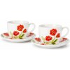 Livello Darčeková porcelánová sada 2 šálok s tanierikmi – červené maky 250 ml na kávu, čaj aj ako darček