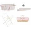 Ahojbaby set Mojžišov košík pre bábätko Paper Dream so skladacím stojanom White, ružovým poťahom + matracom zdarma