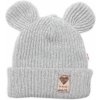 Baby Nellys Pletená bavlněná čiapka s uškami, dvojvrstvová, Hand Made Baby Nellys, šedá Velikost koj. oblečení: 80/86 (12-18m)