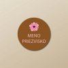 Nažehľovacie menovky na oblečenie (Kopírovat) - 1ks, Kruh 2,3 × 2,3 cm, Ružový kvet, Hnedá