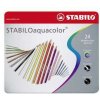 Pastelky akvarelové STABILO aquacolor, kovové balenie, 24 ks rôznych farieb