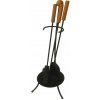 Komínové náradie MAT Group krb.v.67cm, ČIERNE oceľ/drevo, sada 3 ks so stojanom