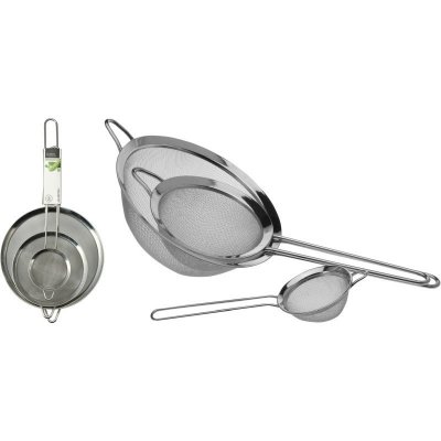 EXCELLENT HOUSEWARE Cedník s rukoväťou sada 3 ks nerez