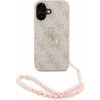 Guess PU 4G Metal Logo Strap Zadní Kryt pro iPhone 16 Pink