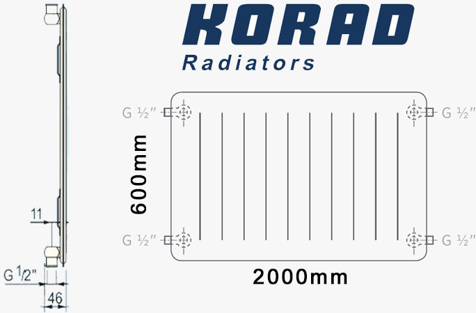 Korad Radiators 10K 600 x 2000 mm