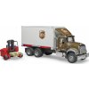 Bruder 2828 Komerční vozy - MACK Granite UPS auto s vysokozdvižným vozíkem