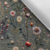 Látka s potlačou nepremokavý polyester TD/NS vyšívané lúčne kvety potlač šedá Antonia