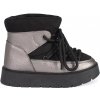 Shelvt Black and silver lace-up women's snow boots with a thick sole