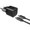Nabíjačka do siete FIXED Mini USB-C PD 20W + USB-C kábel 1m (FIXC20M-CC-BK) čierna
