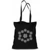 Plátená EKOlogická taška výšivka 09 - dlhá rúčka Čierna