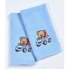 Uterák froté pre deti s výšivkou, Méďa, modrý, 30 x 50 cm
