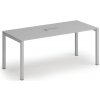 Rokovací stôl PRIMO SQUARE, 180x80 cm, sivá + stolová zásuvka TYP I, strieborná