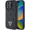 Guess PU 4G Strass Triangle Metal Logo Zadní Kryt pro iPhone 16 Pro Max Black GUHCP16XP4TDPK