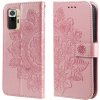 Peňaženkové kožené puzdro 7-petals na Xiaomi Redmi Note 10/10S - Ružovo zlatá