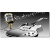 Foto obraz sklo tvrzené Gitara a mikrofón 100x50 cm
