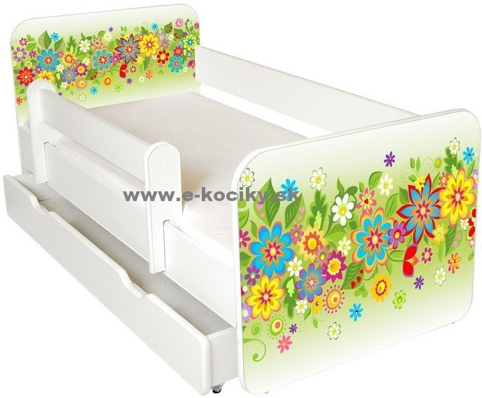 Amila Tobi Zelené kvety s matrací so šuplíkom