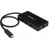 StarTech.com 3 Port USB C Hub with Ethernet - USB-C to 3x USB-A w/ Power Adapter & Gigabit Ethernet - Thunderbolt 3 Compatible - USB C Network Adapter (HB30C3A1GE) - Rozbočovač - 3 x SuperSpeed USB 3.