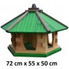 MKSTOR Drevené kŕmitko pre vtáky 72cm x 55 x 50cm, vtáčia búdka so zásobníkom jedla, zelená