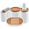 Nimco Kora Súprava doplnkov do kúpeľne 4 v 1, biela/bambus KO 24000SET-05