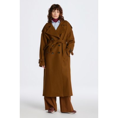 Gant wool blend tailored coat hnedý