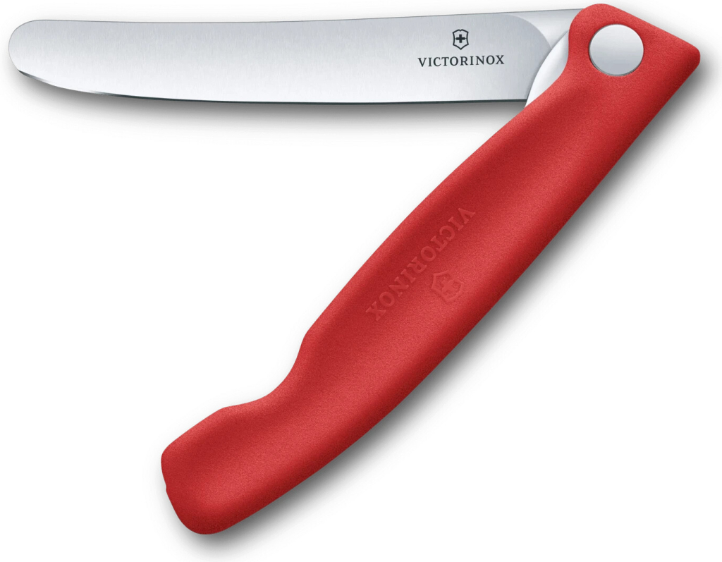 Victorinox 6.7801.FC1 skladací nôž na ovocie a zeleninu, 11 cm hladká oblá čepeľ, piknikový/cestovný, červený
