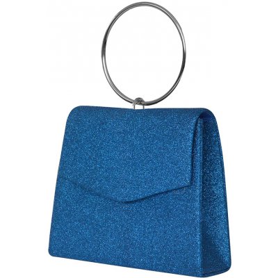 Kráľovsky modrá trblietavá spoločenská kabelka s kovovou rúčkou