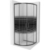 Mexen Rio, štvrťkruhový sprchovací kút s posuvnými dverami 80(dvere) x 80(dvere) x 190 cm, 6mm číre sklo s pásikmi, čierny profil, 863-080-080-70-20