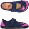 KAPCIE 3F BAREFOOT BOSO topánky na suchý zips sandále baleríny tmavomodré Motýľ veľkosť 32