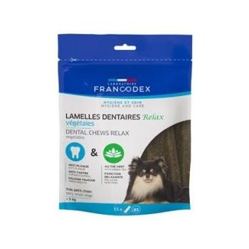 Francodex Relax mini žuvacie prúžky na odstránenie zubného kameňa a zápachu z papule / 15 prúžkov 114 g
