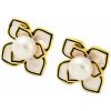 Nefertitis Pozlátené náušnice Kvetina s perlou NF59921 - cca 1,4 x 1,4 cm