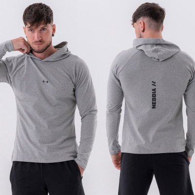 NEBBIA - Pánske fitness tričko s kapucňou 330 (light grey) - M