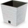 PROSPERPLAST Kvetináč FURU SQUARE LOW ECO WOOD 29,5cm biely