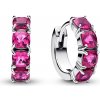 Pandora Kruhové strieborné náušnice s ružovými kryštálmi Timeless 293851C02