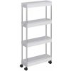Textilomanie Plastový regál na kolieskach CART 13,5x42x83 cm biely