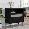 vidaXL Komoda SENJA, ratanový vzhľad, čierna 80x40x80 cm, borovica