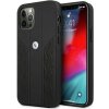 BMW Bmhcp12Mrsppk pro iPhone 12/12 Pro 6.1 černé/černé tvrdé kožené pouzdro s perforací, zakřivené