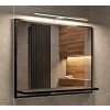 hajduk furniture Kúpeľňové zrkadlo s osvetlením čierne V:50 x Š:60 cm - Kúpeľňové zrkadlo IP44 - Obdĺžnikové kúpeľňové zrkadlo s poličkou a LED 4000K