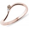 Prsteň waves z ružového zlata s champagne diamantom KLENOTA K0770024