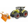 Bruder Claas Axion 950 so snehovými reťazami a radlicou