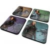 CurePink Tácky pod sklenice NetflixThe WitcherZaklínač Legendary balení 4 ks10x10 cm