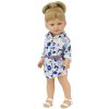 Realistická panenka Coral v letních fialových šatech na knoflíčky od firmy Vestida de Azul (Coral - 45 cm)