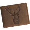 Kožená peňaženka s motívom jeleňa L1172 hnědá