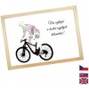 Rámček na darovanie peňazí - Bicykel, Nápis česky, Rámik 917 - drevo - borovica