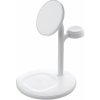 Greencell MSST-GC-3IN1-W Nabíječka MagScape bílá - Indukční stojánek 3v1 MagSafe pro Apple iPhone / Watch / AirPods a další bezdrátová sluchátka